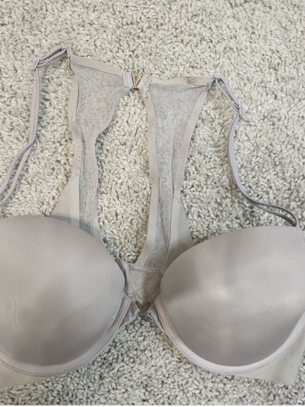Victoria's Secret Push-Up Racerback Underwire Bra 34C Solid Gray - Picture 1 of 3